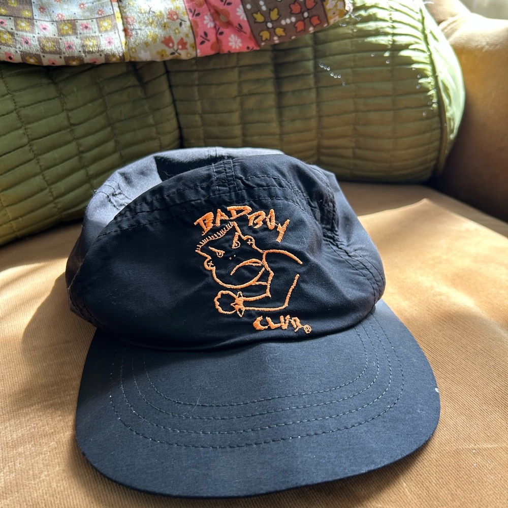 Black 5 Panel Cap with Orange Embroidery “Bad Boy Club”